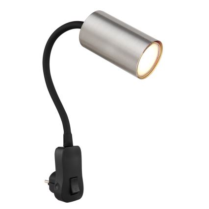 Globo - Επιτοίχιο φωτιστικό σποτ με βύσμα 1xGU10/35W/230V ματ χρώμιο