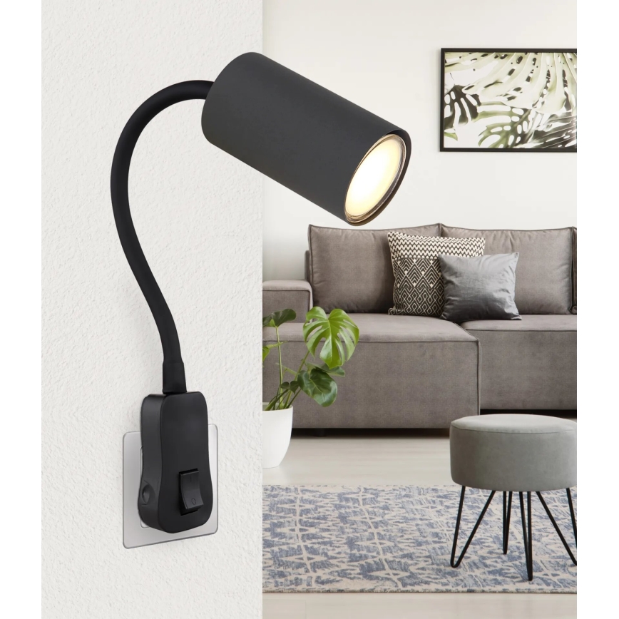 Globo - Σποτ πρίζας τοίχου 1xGU10/35W/230V μαύρο