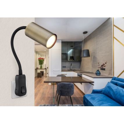 Globo - Σποτ πρίζας τοίχου 1xGU10/25W/230V μαύρο/ορείχαλκος