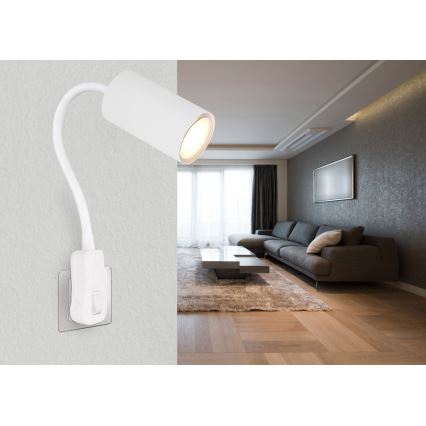 Globo - Επιτοίχιο σποτ με βύσμα 1xGU10/35W/230V λευκό