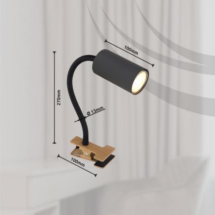 Globo - Εύκαμπτο φωτιστικό με κλιπ 1xGU10/25W/230V γκρι/καφέ