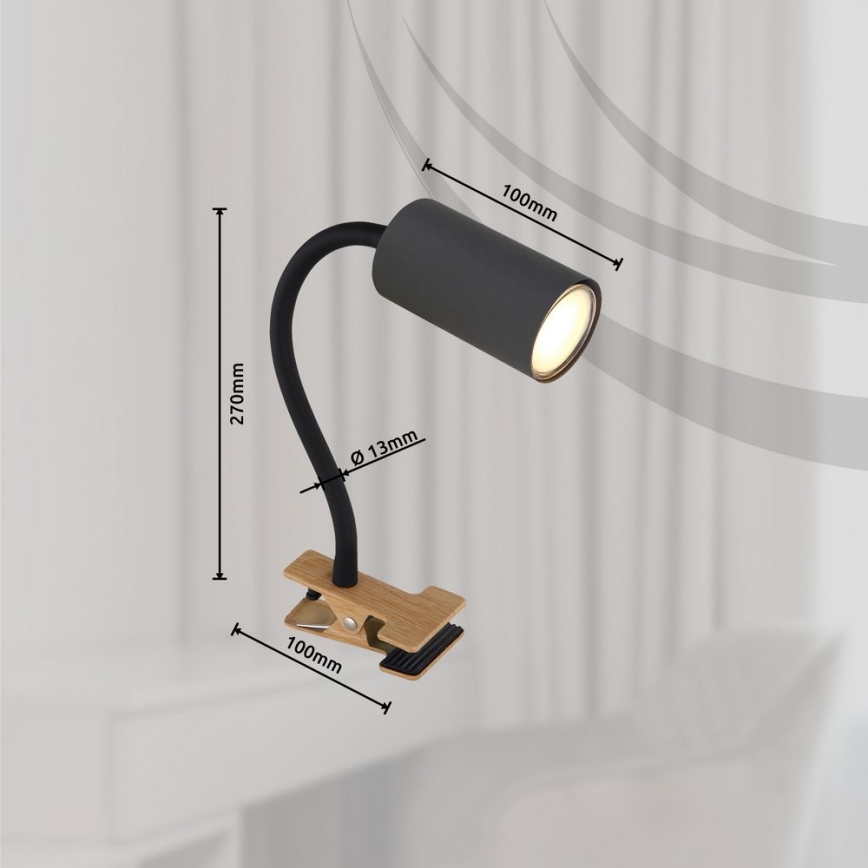 Globo - Εύκαμπτο φωτιστικό με κλιπ 1xGU10/25W/230V γκρι/καφέ