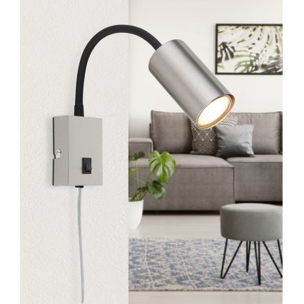 Globo - Εύκαμπτο φωτιστικό τοίχου 1xGU10/25W/230V μαύρο/ματ χρώμιο
