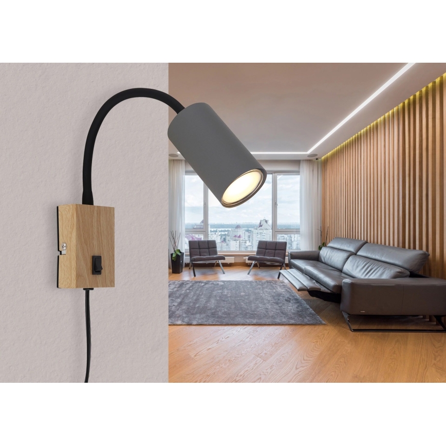 Globo - Εύκαμπτο φωτιστικό τοίχου 1xGU10/25W/230V γκρι/καφέ