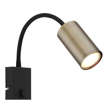 Globo - Flexible wall lamp 1xGU10/25W/230V μαύρο/ορείχαλκος