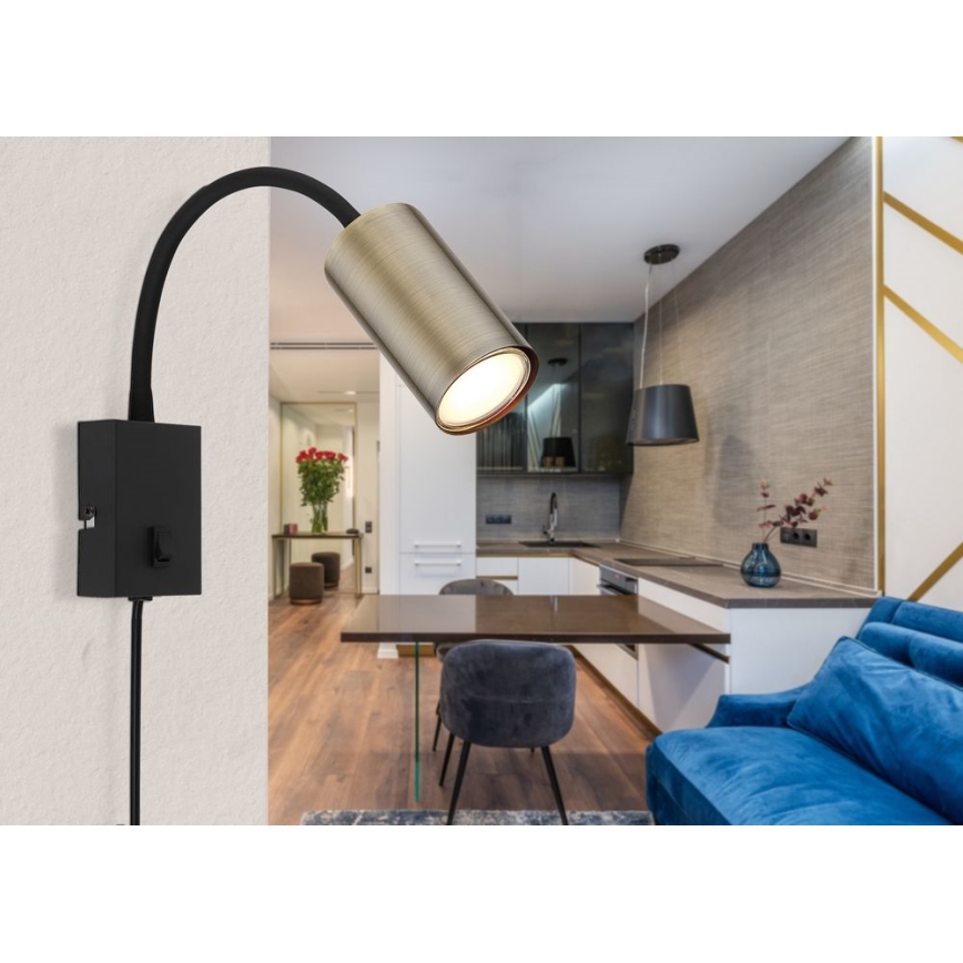 Globo - Ευέλικτο επιτοίχιο φωτιστικό 1xGU10/25W/230V μαύρο/ορείχαλκος