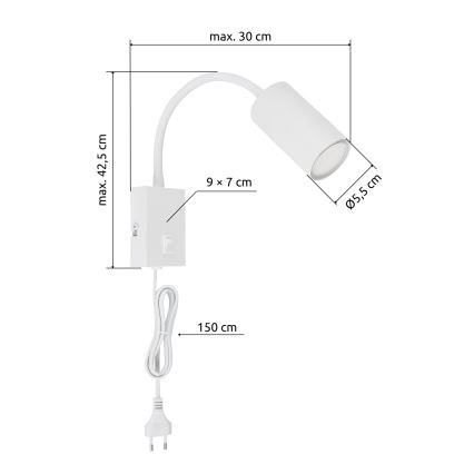 Globo - Ευέλικτο επιτοίχιο φωτιστικό 1xGU10/25W/230V λευκό