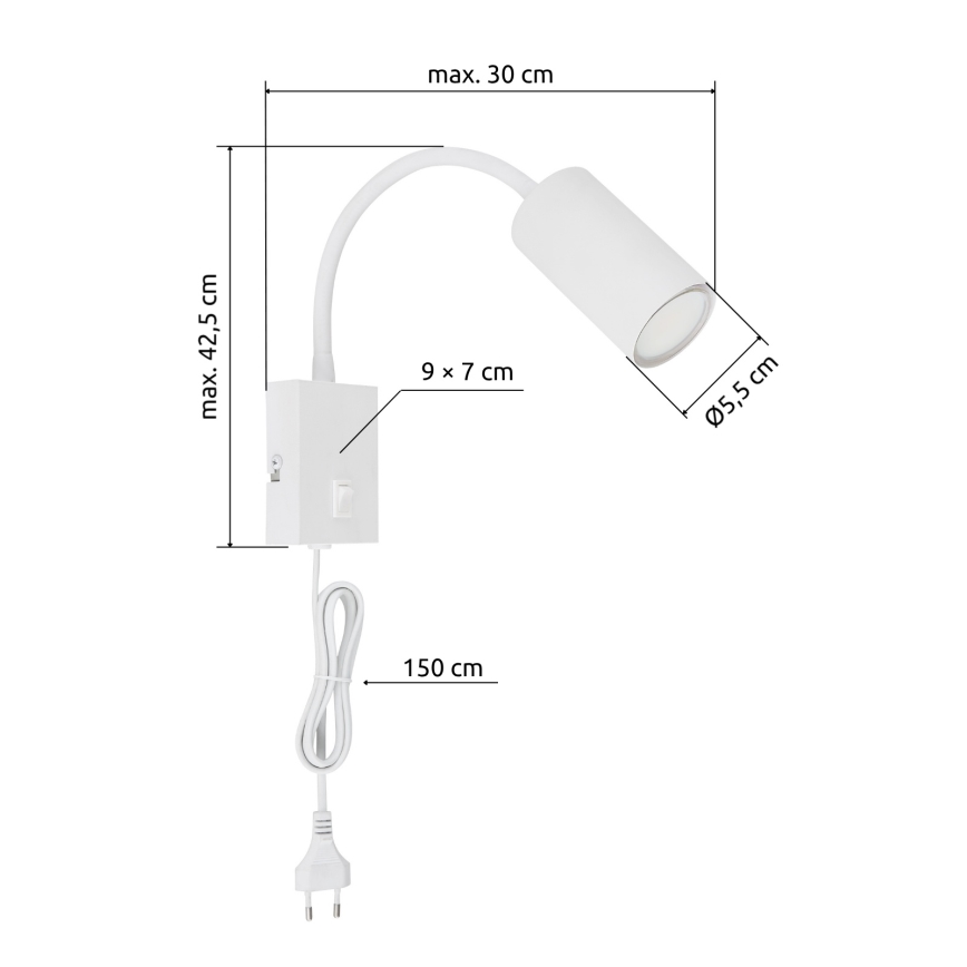 Globo - Ευέλικτο επιτοίχιο φωτιστικό 1xGU10/25W/230V λευκό