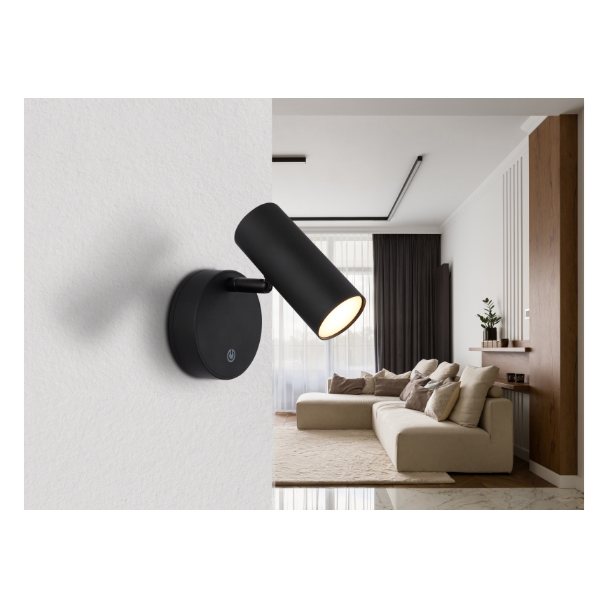 Globo - Ρυθμιζόμενο επαναφορτιζόμενο επιτοίχιο σποτ LED/0,4W/3,7V 1800 mAh μαύρο