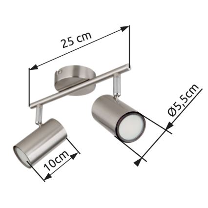 Globo - Φωτιστικό σποτ 2xGU10/25W/230V ματ χρώμιο