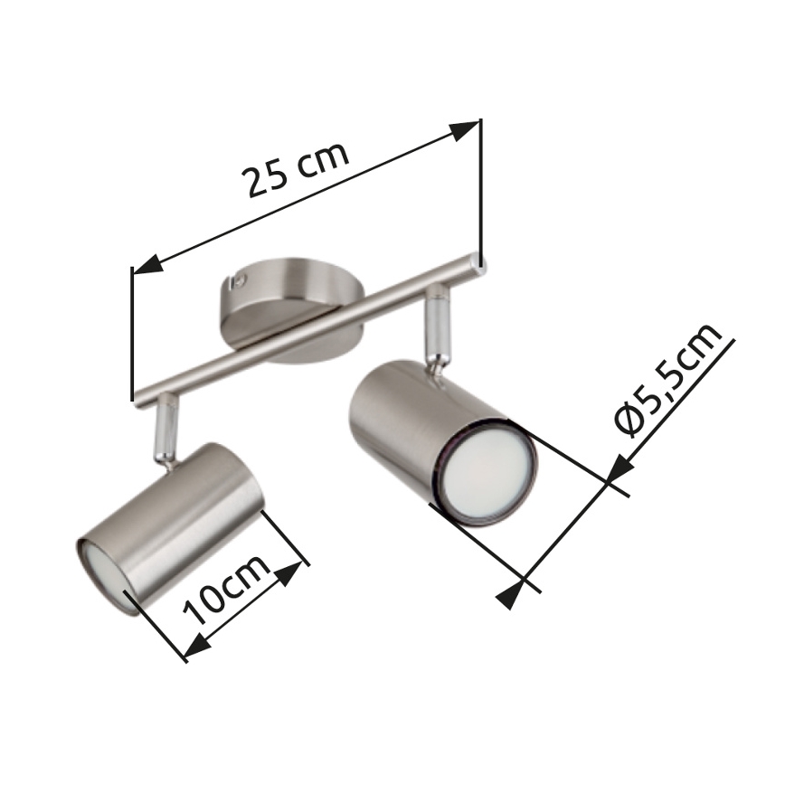 Globo - Φωτιστικό σποτ 2xGU10/25W/230V ματ χρώμιο