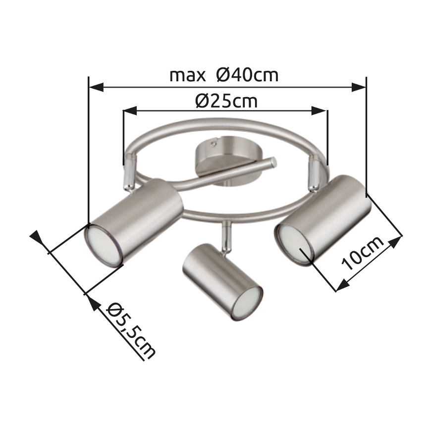 Globo - Φωτιστικό σποτ 3xGU10/25W/230V ματ χρώμιο
