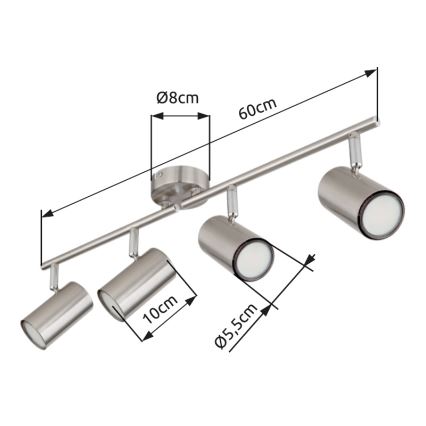 Globo - Φωτιστικό σποτ 4xGU10/25W/230V ματ χρώμιο