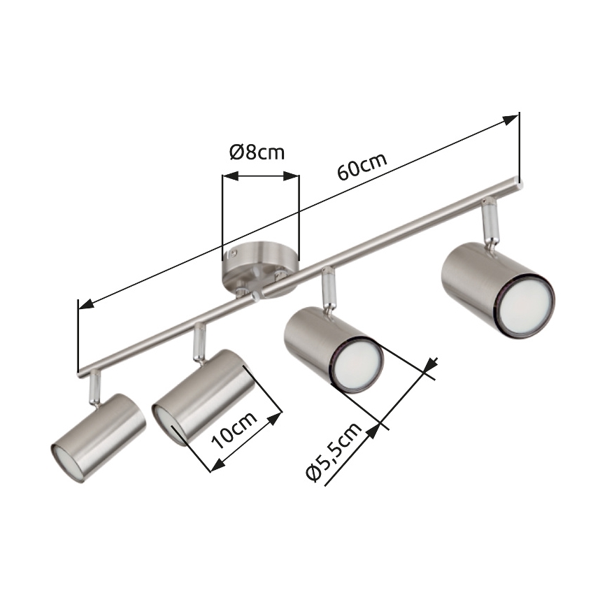 Globo - Φωτιστικό σποτ 4xGU10/25W/230V ματ χρώμιο