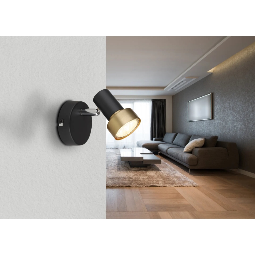 Globo - Σποτ τοίχου 1xGU10/25W/230V μαύρο/χρυσό