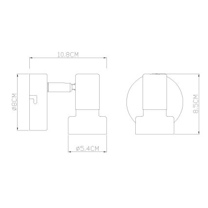 Globo - Σποτ τοίχου 1xGU10/25W/230V μαύρο/ασημί
