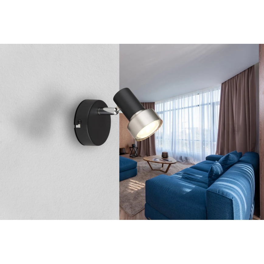 Globo - Σποτ τοίχου 1xGU10/25W/230V μαύρο/ασημί