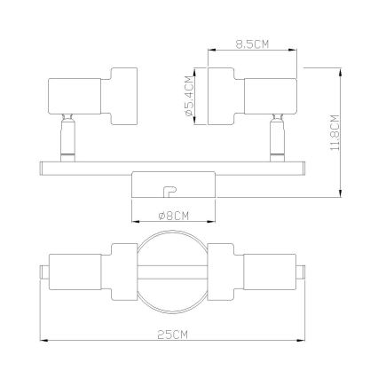 Globo - Φωτιστικό σποτ  2xGU10/25W/230V μαύρο/χρυσό