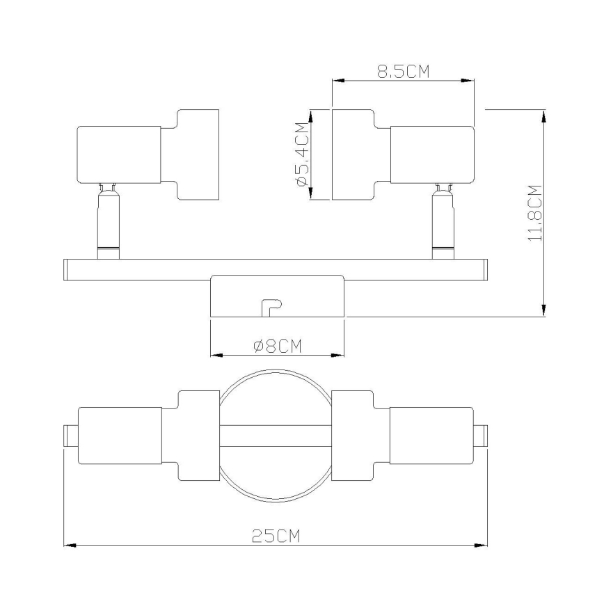 Globo - Φωτιστικό σποτ  2xGU10/25W/230V μαύρο/χρυσό
