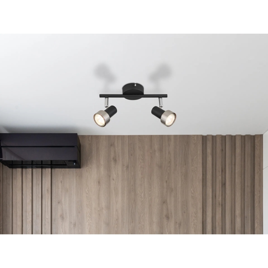 Globo - Φωτιστικό σποτ  2xGU10/25W/230V μαύρο/ασημί