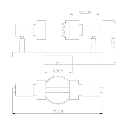 Globo - Φωτιστικό σποτ  2xGU10/25W/230V μαύρο/ασημί