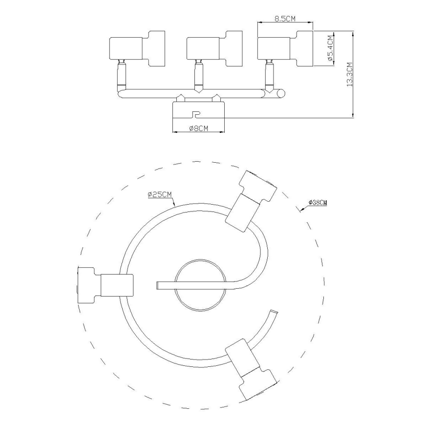 Globo - Φωτιστικό σποτ  3xGU10/25W/230V μαύρο/χρυσό