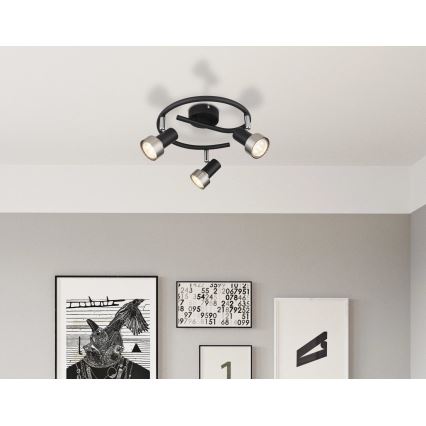 Globo - Φωτιστικό σποτ  3xGU10/25W/230V μαύρο/ασημί