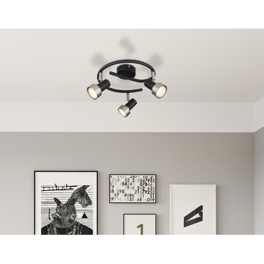 Globo - Φωτιστικό σποτ  3xGU10/25W/230V μαύρο/ασημί