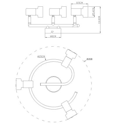 Globo - Φωτιστικό σποτ  3xGU10/25W/230V μαύρο/ασημί