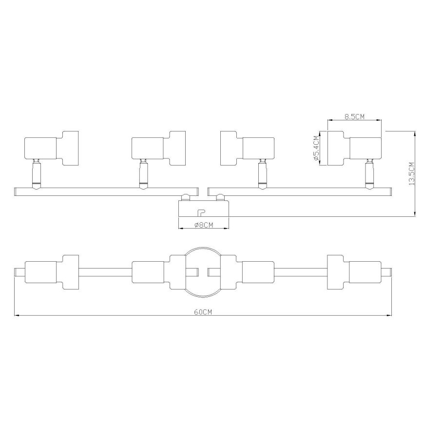 Globo - Φωτιστικό σποτ  4xGU10/25W/230V μαύρο/ασημί