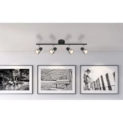 Globo - Φωτιστικό σποτ  4xGU10/25W/230V μαύρο/ασημί
