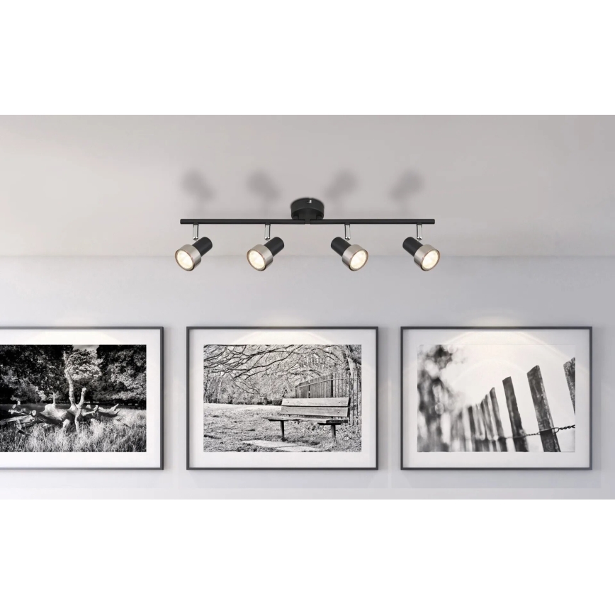 Globo - Φωτιστικό σποτ  4xGU10/25W/230V μαύρο/ασημί