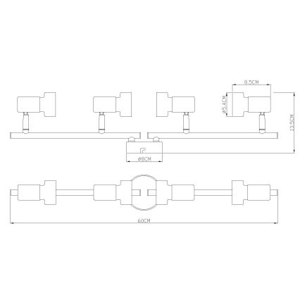 Globo - Φωτιστικό σποτ  4xGU10/25W/230V μαύρο/ασημί