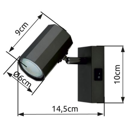 Globo - Προβολέας τοίχου 1xGU10/25W/230V μαύρο