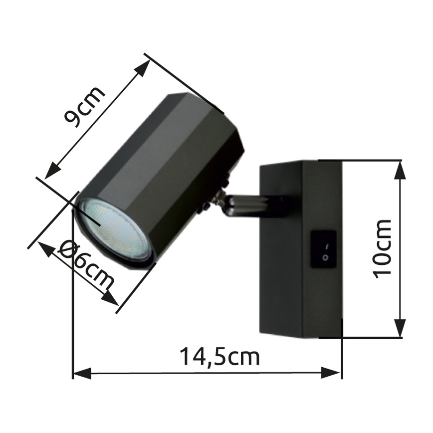 Globo - Προβολέας τοίχου 1xGU10/25W/230V μαύρο