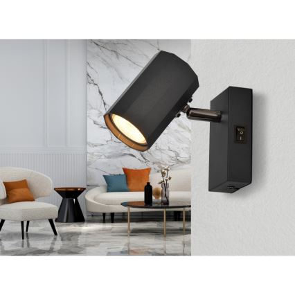 Globo - Σποτ τοίχου 1xGU10/25W/230V μαύρο