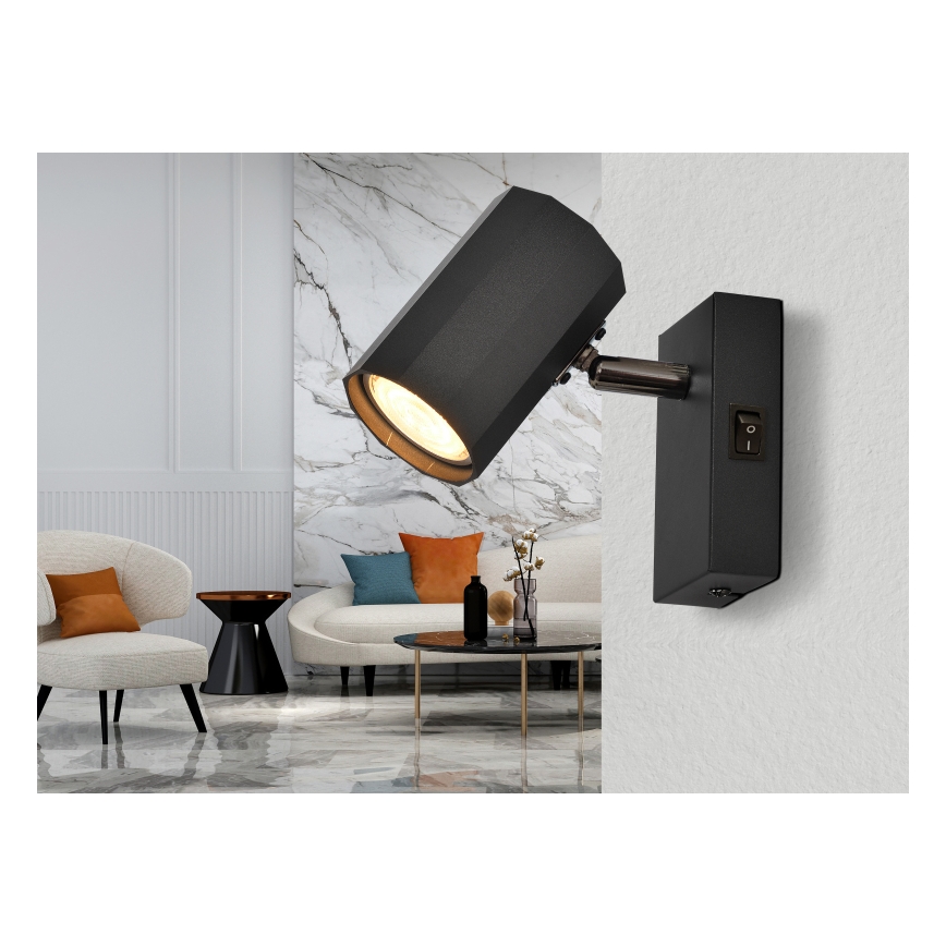 Globo - Σποτ τοίχου 1xGU10/25W/230V μαύρο