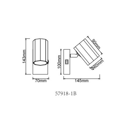 Globo - Σποτ τοίχου 1xGU10/25W/230V μαύρο