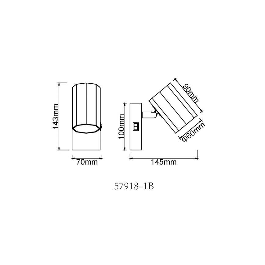 Globo - Σποτ τοίχου 1xGU10/25W/230V μαύρο