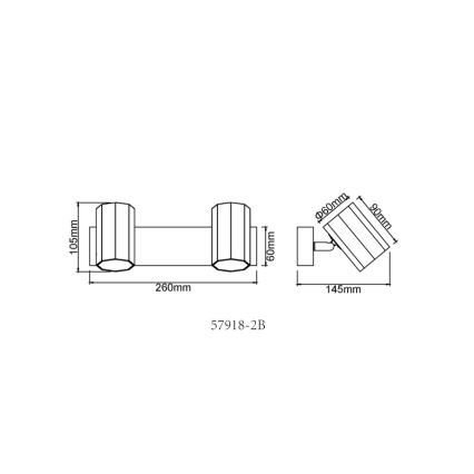 Globo - Φωτιστικό σποτ 2xGU10/25W/230V μαύρο