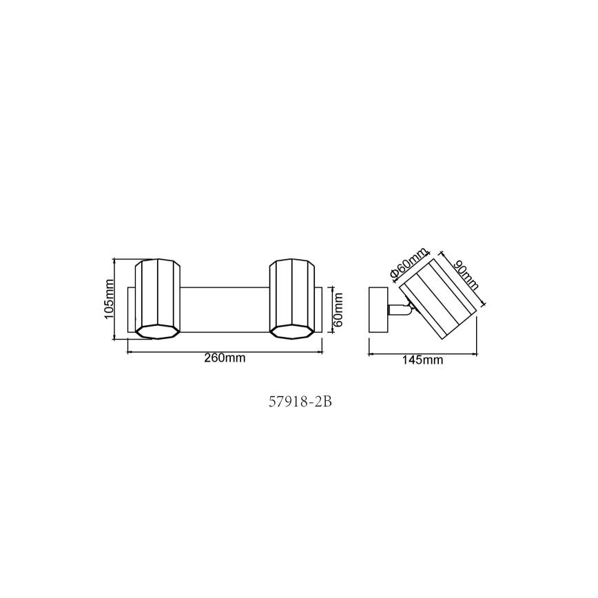 Globo - Φωτιστικό σποτ 2xGU10/25W/230V μαύρο