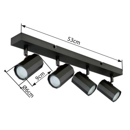 Globo - Φωτιστικό σποτ 4xGU10/25W/230V μαύρο