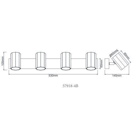 Globo - Φωτιστικό σποτ 4xGU10/25W/230V μαύρο