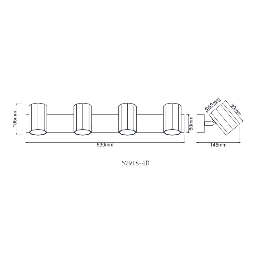 Globo - Φωτιστικό σποτ 4xGU10/25W/230V μαύρο