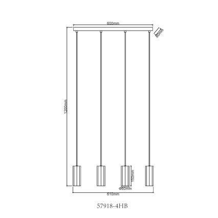 Globo - Κρεμαστό φωτιστικό οροφής 4xGU10/25W/230V μαύρο