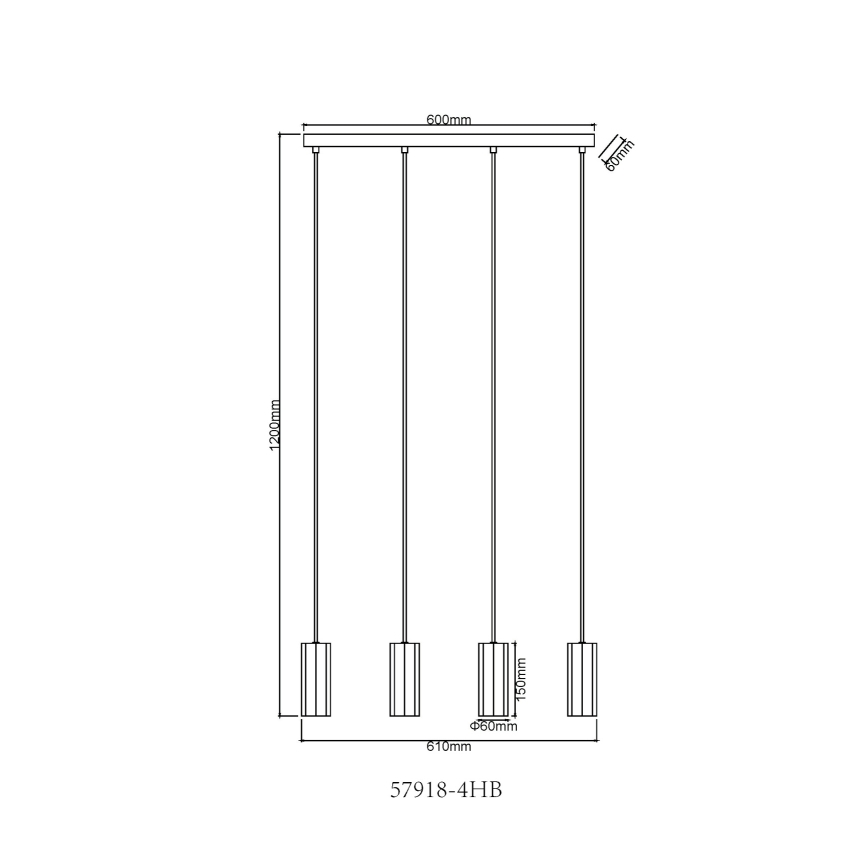 Globo - Κρεμαστό φωτιστικό οροφής 4xGU10/25W/230V μαύρο
