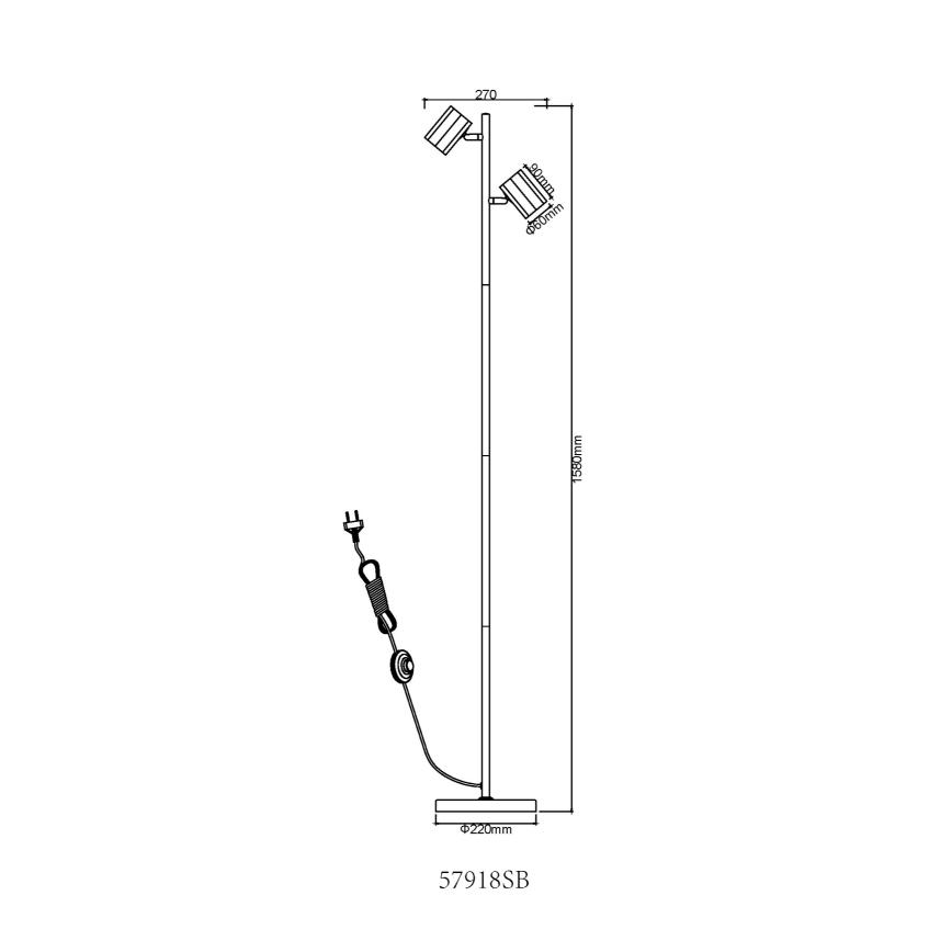 Globo - Επιδαπέδιο φωτιστικό 2xGU10/5W/230V μαύρο