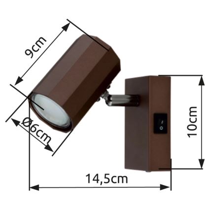 Globo - Σποτ τοίχου 1xGU10/25W/230V καφέ