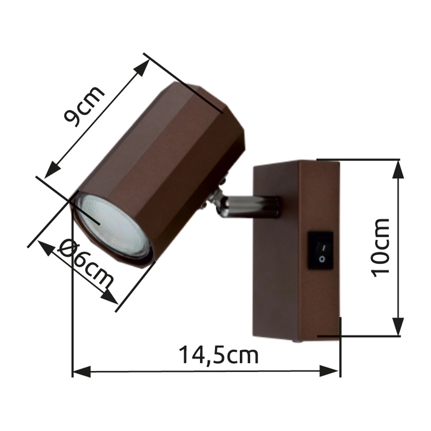 Globo - Σποτ τοίχου 1xGU10/25W/230V καφέ