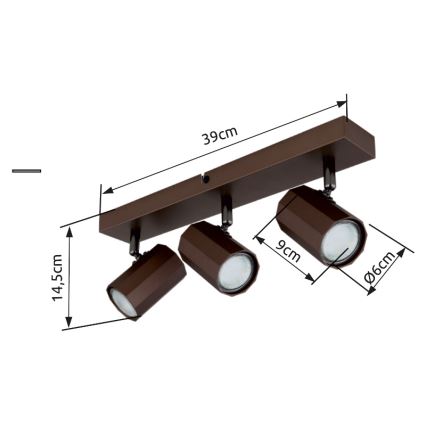 Globo - Φωτιστικό σποτ 3xGU10/25W/230V καφέ